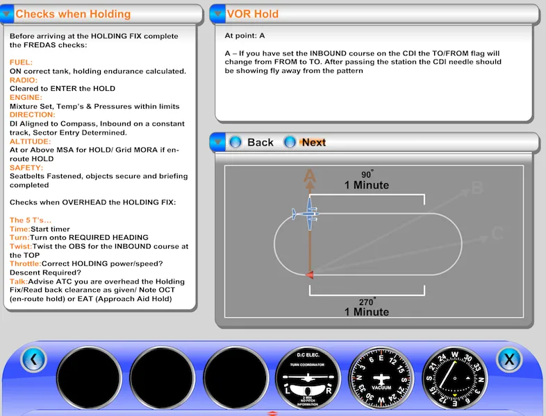 ILS precision approach lesson with glideslope and localiser tracking — interactive IFR training software for pilots