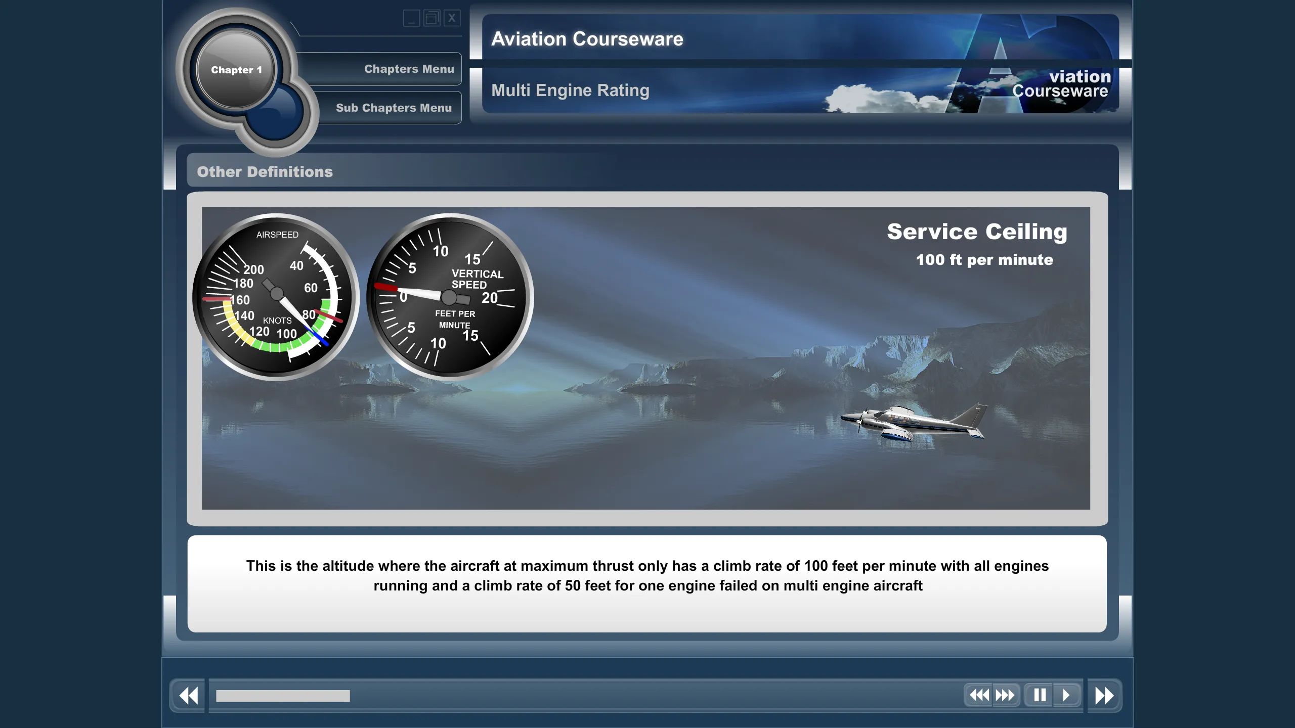 Multi-engine terminology and definitions — interactive pilot training for light piston twins