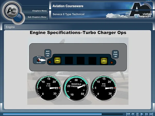 Piper Seneca II engine turbocharger operations — turbo system procedures and management